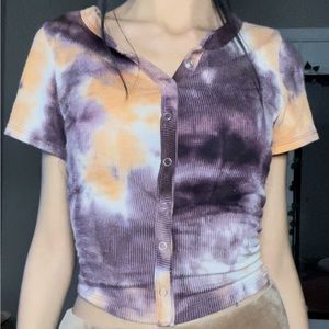Tie dye button up tee
